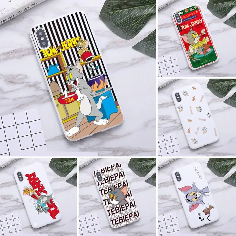 

Cute cartoon tom jerry Phone Case for iPhone 11 Pro Max X XR XS 8 7 6s Plus Candy white Silicone Cases