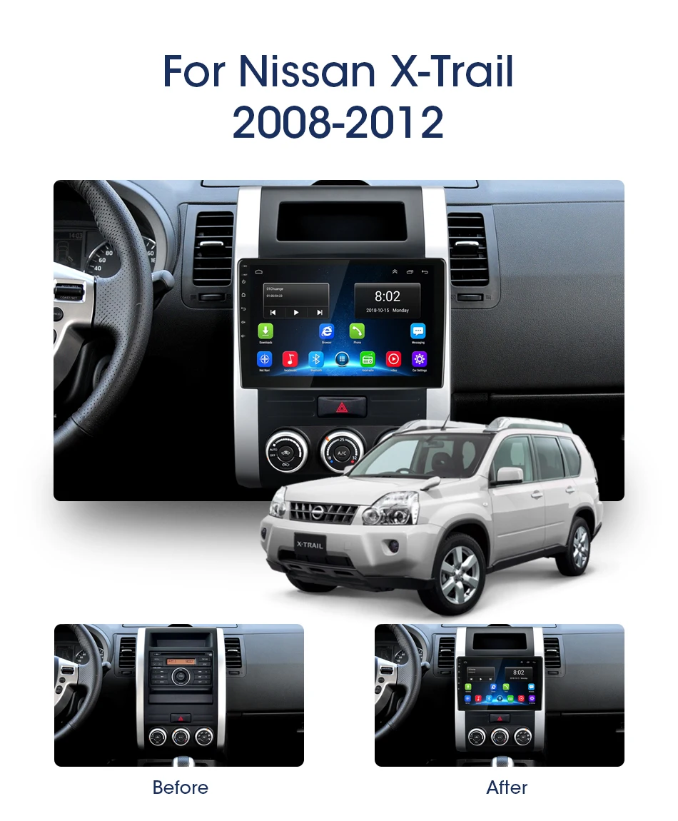 Clearance 10" 2G+32G Car Radio Multimedia DVD Video Player Navigation GPS Android 8.1 4G For Nissan X-Trail T32 T31 Qashqai 2 din DSP RDS 2