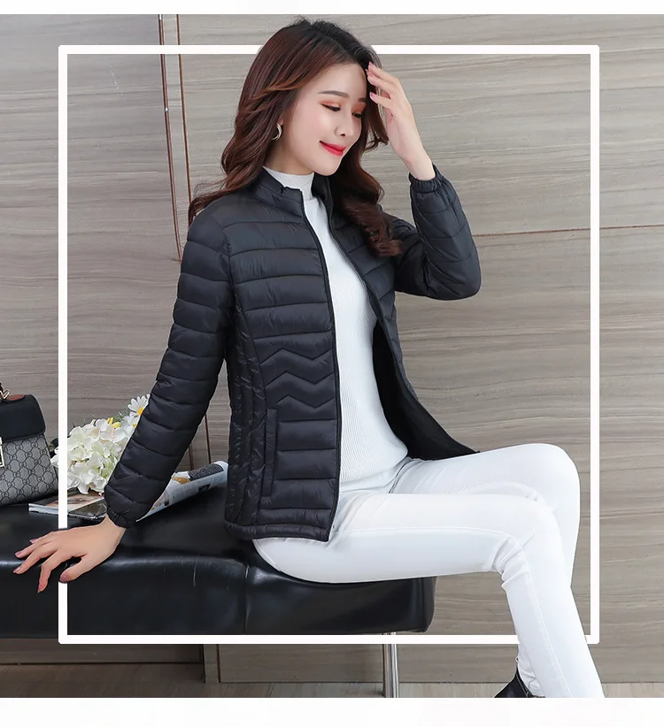 

Photo Shoot 2019 Autumn And Winter New Style Women's Stand Collar Light And Thin Short Large Size down Jacket Cotton-padded Clot