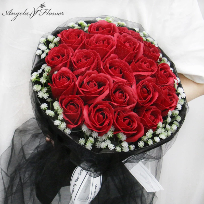 大きなバラのロマンチックな花束 黒い糸で包まれたジプソフィラフラワーブーケ 結婚式 誕生日 バレンタインデーのギフト 家の装飾 Artificial Dried Flowers Aliexpress