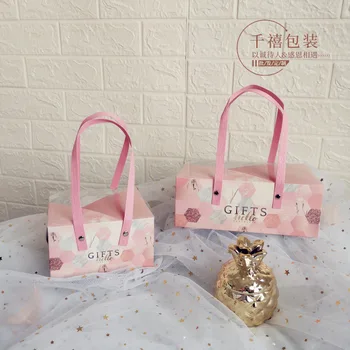

pink Marble portable cookie candy paper packaging flower gift box wedding упаковка boite dragees mariage коробки для подарков 10