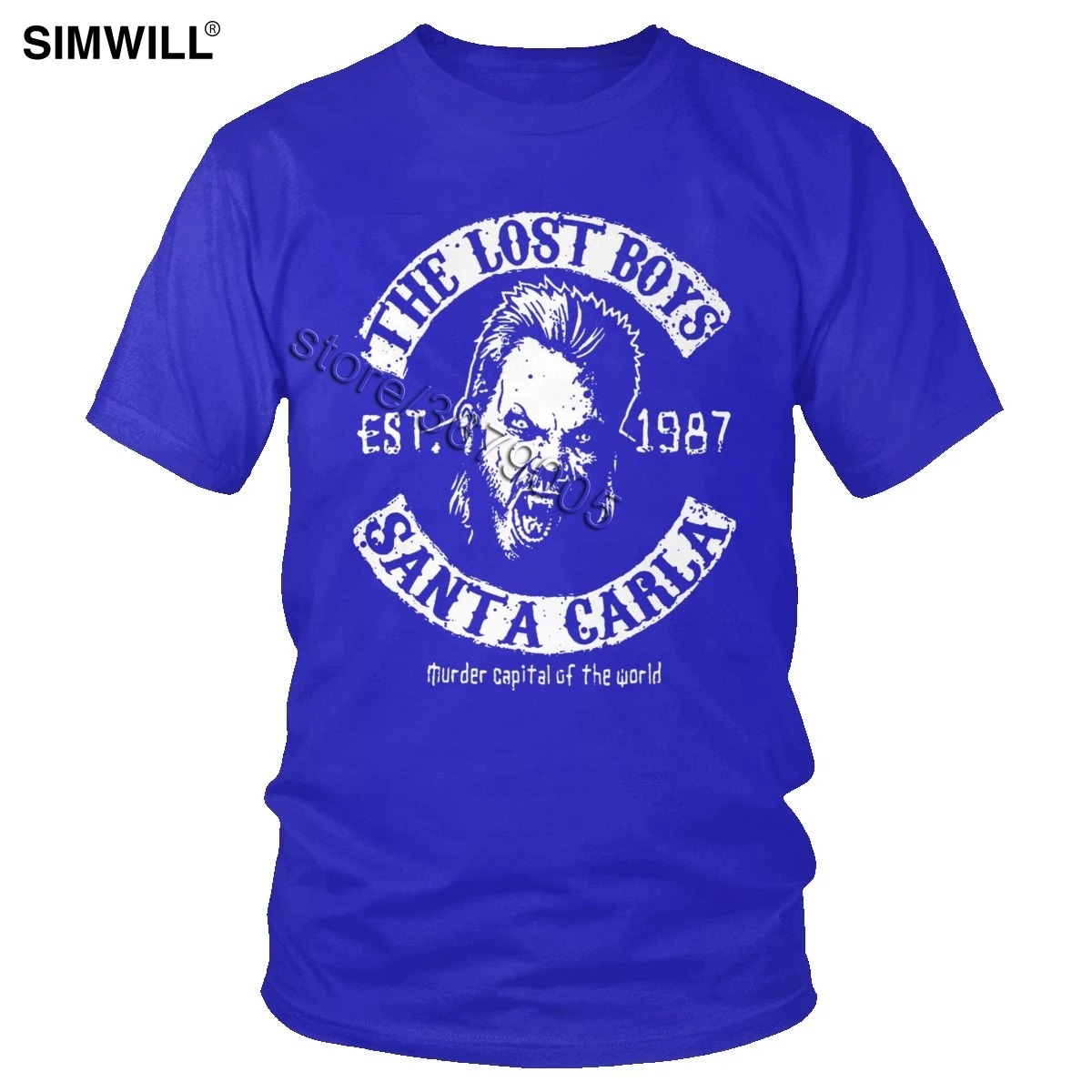 The Lost Boys Santa Carla T-shirt Men's Cotton Graphic Tees Short Sleeve Round Collar T Shirts Stylish Shirts Plus Size Tops - Цвет: Синий