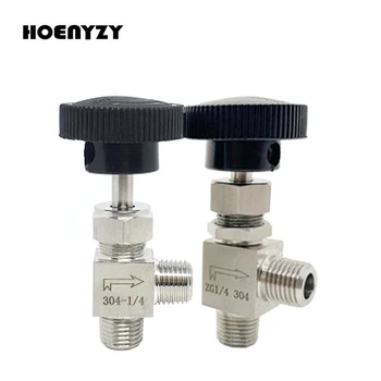 

2Pcs/5Pcs 1/8'' 1/4'' 3/8" 1/2" ZG Male Thread Stainless Steel 304 Needle Valve Right Angle 90 Flow Control valve For Water Air