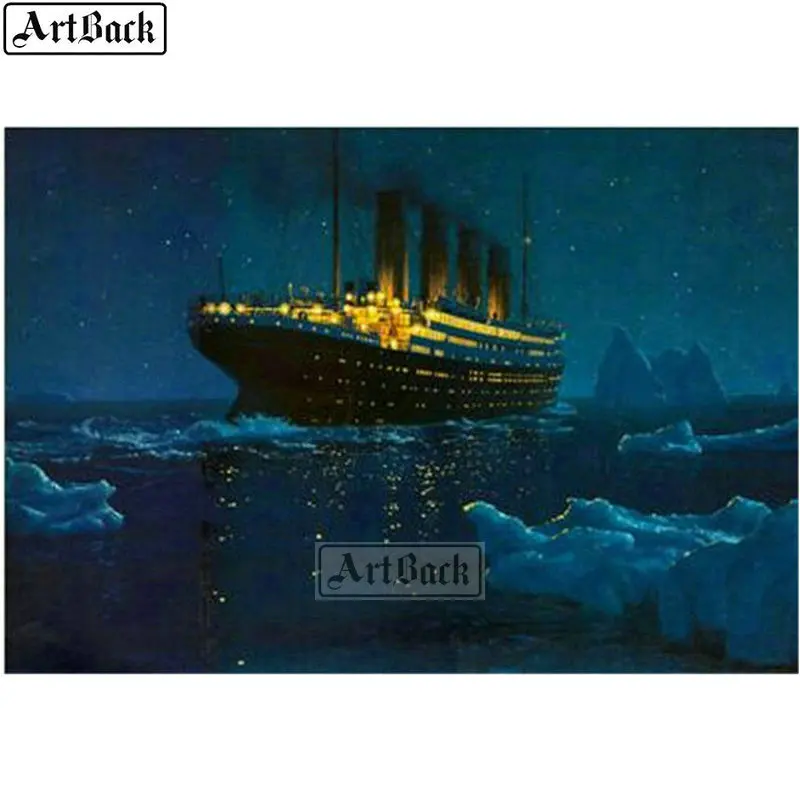 5d diy diamond painting cruise ship landscape full square cross stitch 3d mosaic embroidery sticker | Дом и сад