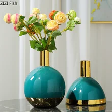 Креативная нордическая керамическая ваза золотой зеленый цветок композиция аксессуары современный дом гостиная настольные декоративные украшения