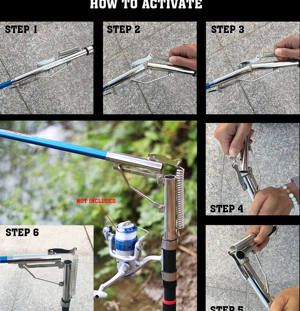 Vara de pesca automática de aço inoxidável sem molinete, 1.8m, 2.1m, 2.4m, 2.7