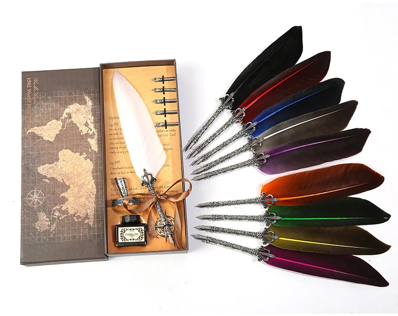Conjunto de Tinta Criativo do Vintage Artigos de Papelaria de Negócios Estilo Europeu Retro Caligrafia Pena Dip Caneta Escrita Canetas Fonte Suprimentos 1 Computers & Electronics