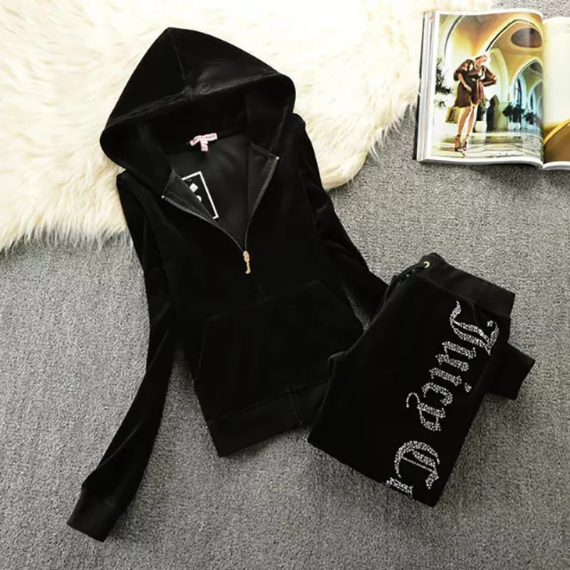 JuicyTracksuit Women Velvet Tracksuit Sweatpants And Hoodie Set Winter JuciyTrack Suit Coture |