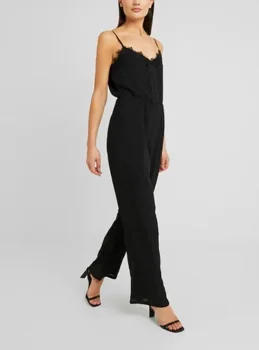 

2020 new za spring summer jumpsuit sling slip deep v-neck loose casual ruffle suit solid lady elastic jumpsuit