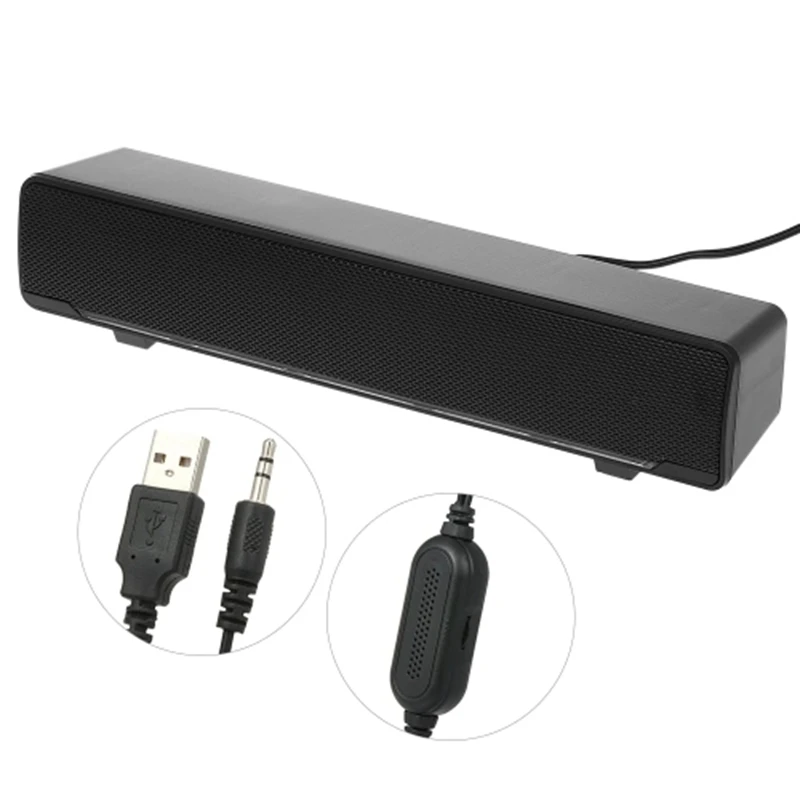 V-196 Usb проводной компьютер динамик бар стерео сабвуфер мощный музыкальный плеер бас объемный звук коробка 3,5 мм аудио вход для ПК Lap