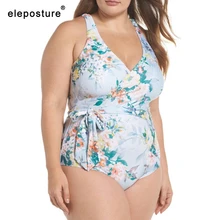 Купальный костюм размера плюс, женский слитный купальник, новинка, цветочный принт, купальные костюмы, летняя пляжная одежда размера плюс, купальный костюм, XL-4XL