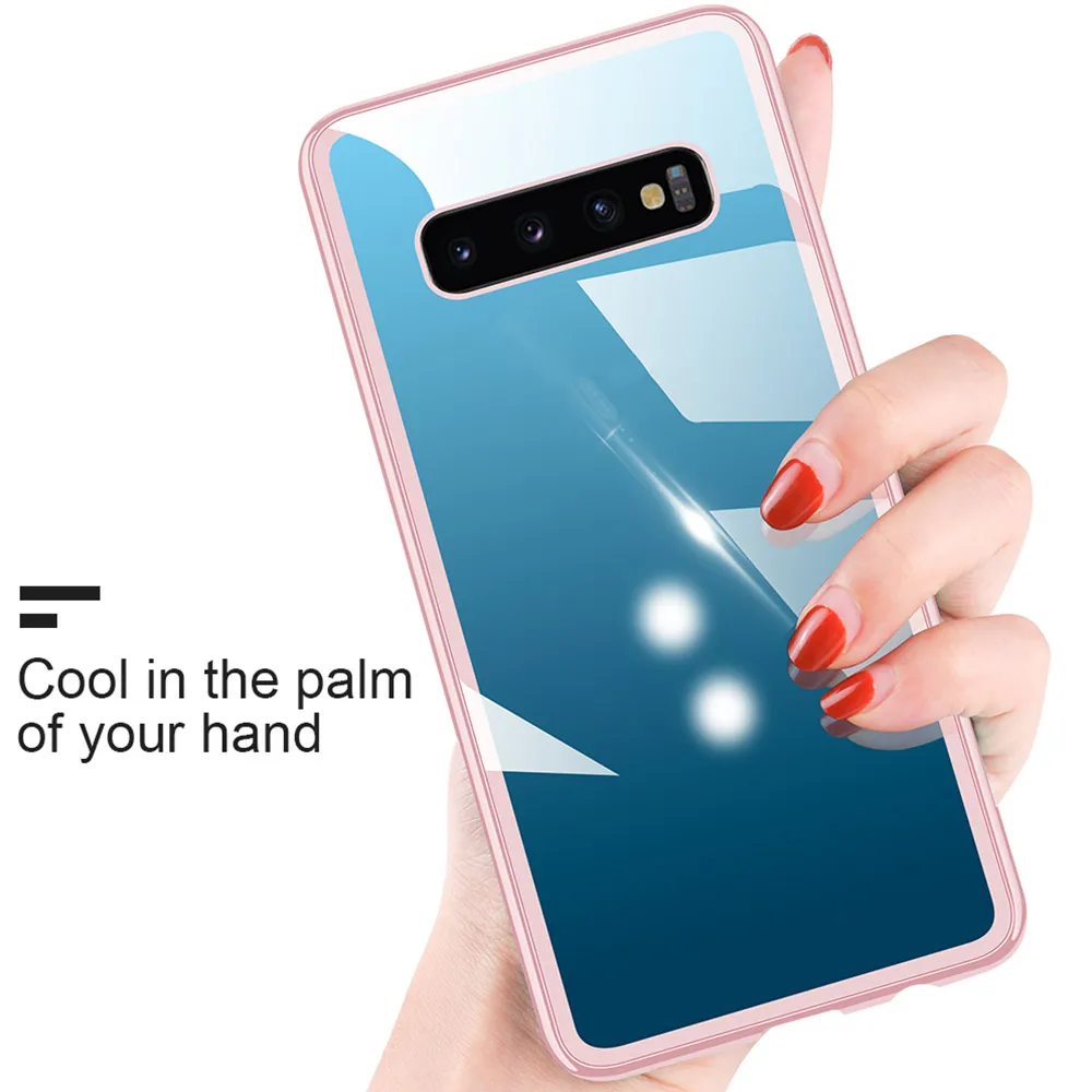 Магнитный адсорбционный чехол карамельного цвета для samsung S8 S9 S10 Plus, чехол из закаленного стекла для samsung Galaxy Note 8 9, Магнитный чехол