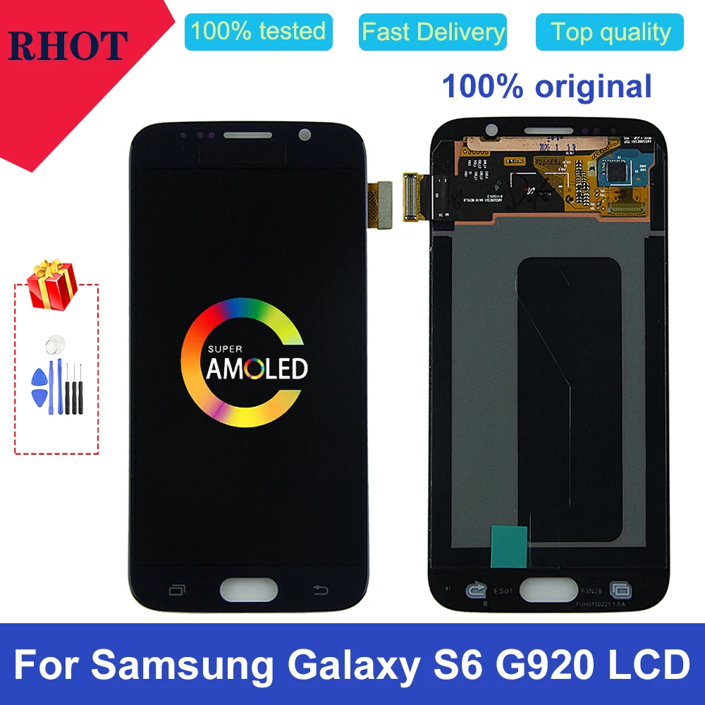 Оригинальный ЖК экран 5 1 дюйма S6 AMOLED для Samsung Galaxy G920 SM G920F G920FD сенсорный кодировщик