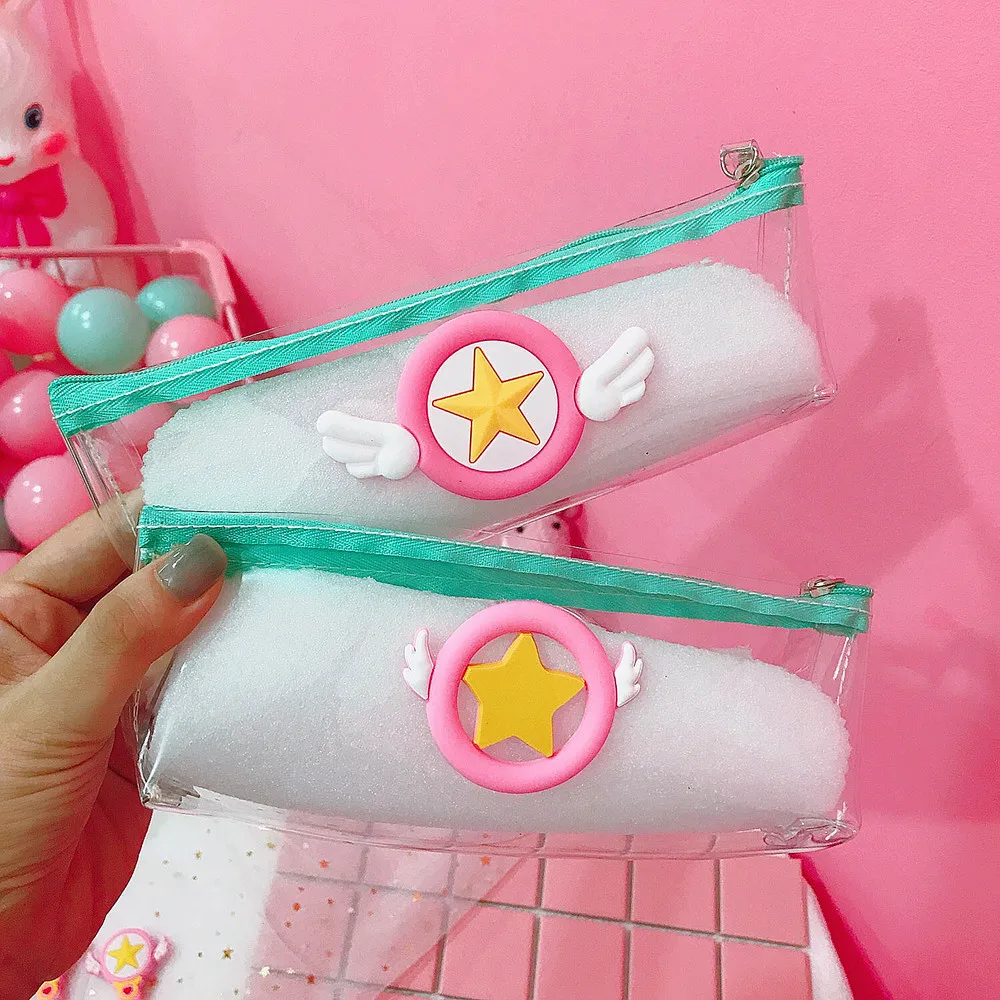 Card Captor Sakura аниме магический Набор ПВХ с принтом школьников прекрасный мультфильм прозрачный, с застежкой на молнии ручка сумка Косметическая сумка Новинка