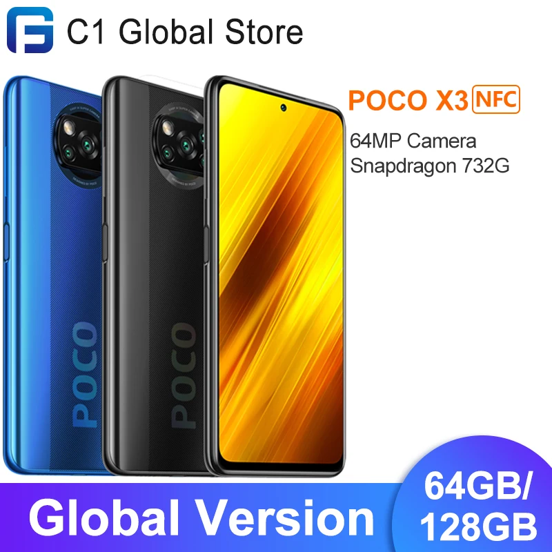 Versión Global Xiaomi POCO X3 NFC 6GB 64GB / 128GB Smartphone Snapdragon 732G Octa Core 6,67 teléfono móvil 64MP Quad 5160mAh Cámara