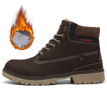 

Winter Plus Fur Military Tactical Boots For Unisex Leather Outdoors Round Toe Sneakers Mens Warm Climbing Hiking Shoes