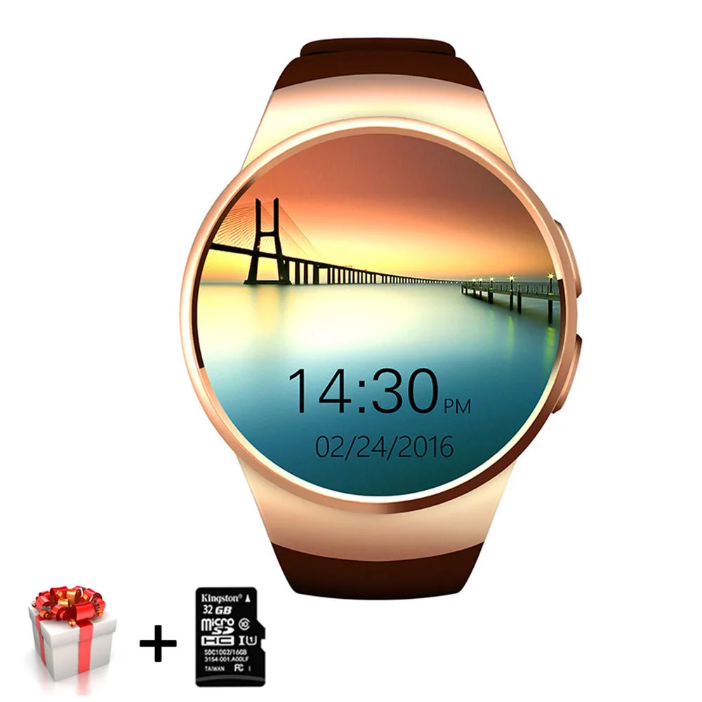 Gold Add 32GB Card Kaimorui KW18 cмарт часы мужские пульсометр TF SIM умные часы телефон для женские Smartwatch спортивные часы подключение для Xiaomi huawei IOS фитнес браслет - Цвет: Gold Add 32GB Card