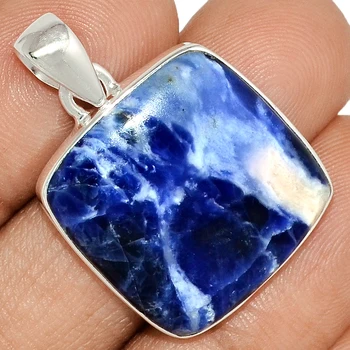 

Genuine SODOLITE Pendant 925 Sterling Silver, Total Length : 36 mm, AP6971