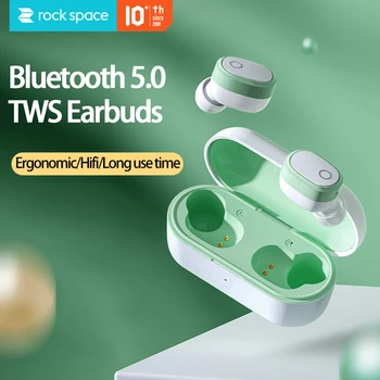 

ROCKSPACE TWS Wireless Earbuds Bluetooth 5.0 Headphone With Mic Stereo Calls Hifi Surround Sound Earphone Mini With Charge Box