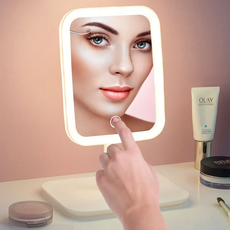 LED Makeup Mirror With Light Lamp With Storage Cosmetic Mirror Light