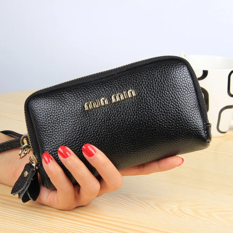 

Has Quality Inspection New Style Fashion Cowhide WOMEN'S Handbag Double Zipper Europe And America Women's Genuine Leather Purse