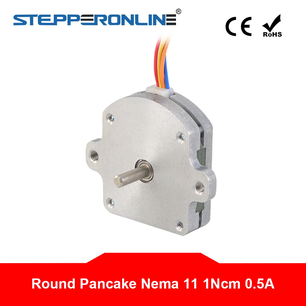 Pancake Motor Nema 11 Stepper Motor Bipolar 1.8deg 1Ncm 0.5A 28x28x9.5mm 4 lead Round Stepper
