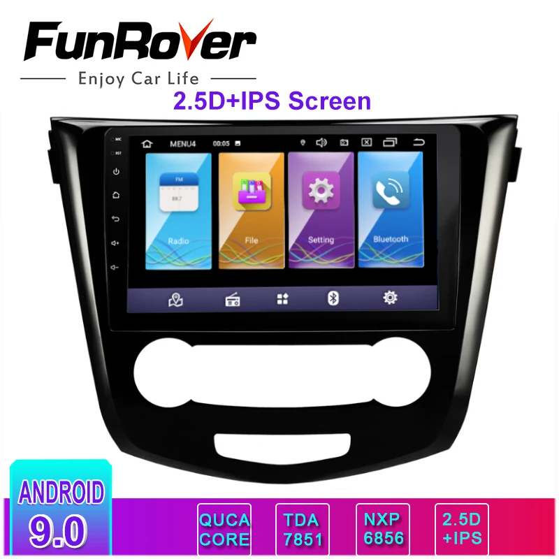Автомобильный dvd плеер Funrover 2.5D + IPS 10 1 дюйма 2 din android 9 0 мультимедийный для Nissan Qashqai