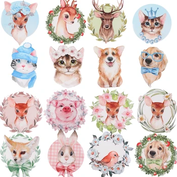 

Cat Dog Deer Animal Heat Transfer Patches for Clothing Sticker DIY Cute Iron On rabbit Transfert Thermocollants T-shirt Printed