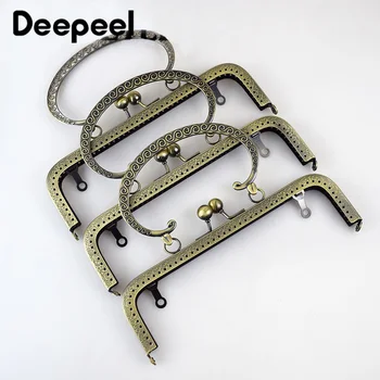 

Deepeel 1pc/5pcs 20.5cm Bronze Gold Metal Handbag Frame Clutch Kiss Clasp Square Embossed DIY Bag Accessories Wallet Hardware