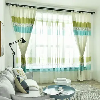 

Modern Simple Nordic Net Red Stripes Curtains for Living Dining Room Bedroom.