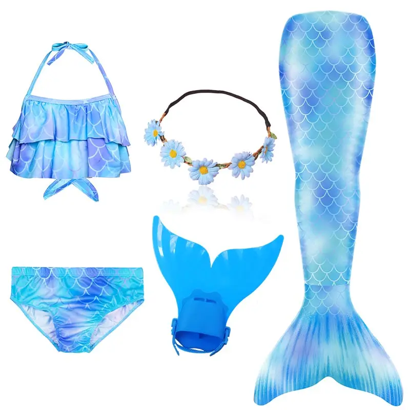 Купальник с хвостом Русалочки для девочек; костюм для костюмированной вечеринки; детский купальный костюм русалки с хвостом; купальный костюм - Цвет: Package 2