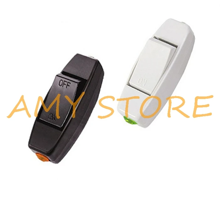 

2pcs or 5pcsWhite or Black Plastic Rocker Boat PushButton AC 250V 6A ON/OFF In Line Cord Switch White for Room Household BedSide