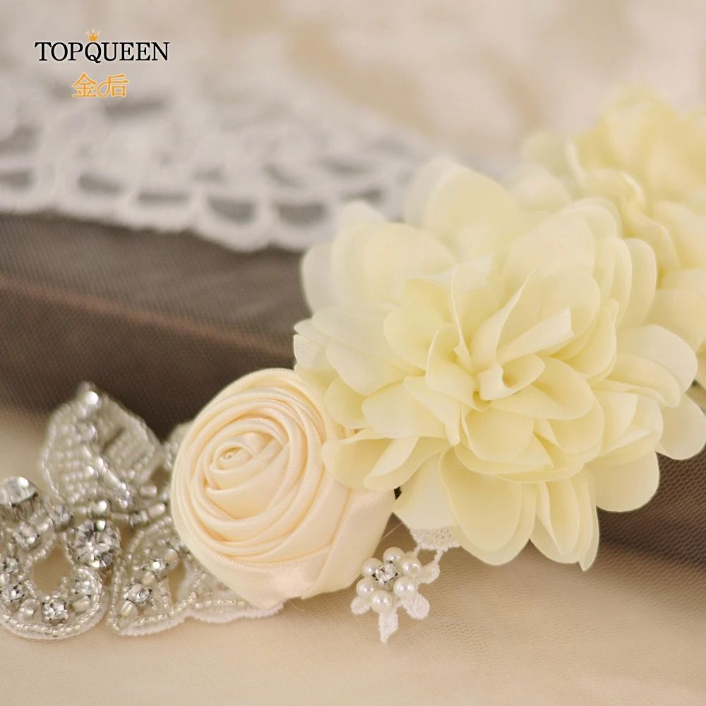 TOPQUEEN SJD-S260 пояс невесты с розой цветок шампанского пояс невесты цветок свадебные ленты цвета слоновой кости свадебный пояс с цветочным узором пояс