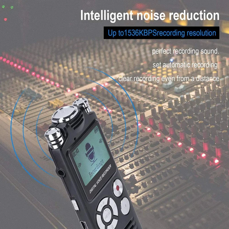 AABB-8Gb Portable Digital Voice Recorder Dual Microphones Mp3 Music Player Built-In Rechargeable Lithium Battery With Earphones