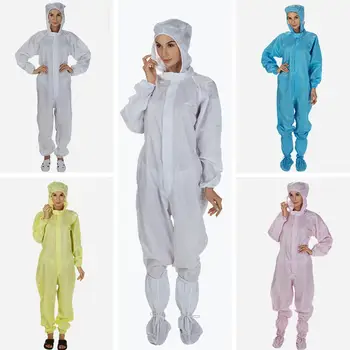 

New Unisex Solid Color Anti-static Dust Proof Isolation Hooded Protection Coveralls Dust-proof Safely Security Clothes