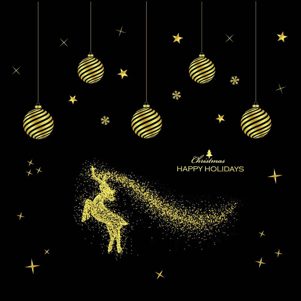 Рождественские наклейки на окна Золотой бытовой рисунок-Наклейка на стену Декор Наклейка Съемные наклейки для окон рождественские украшения для дома