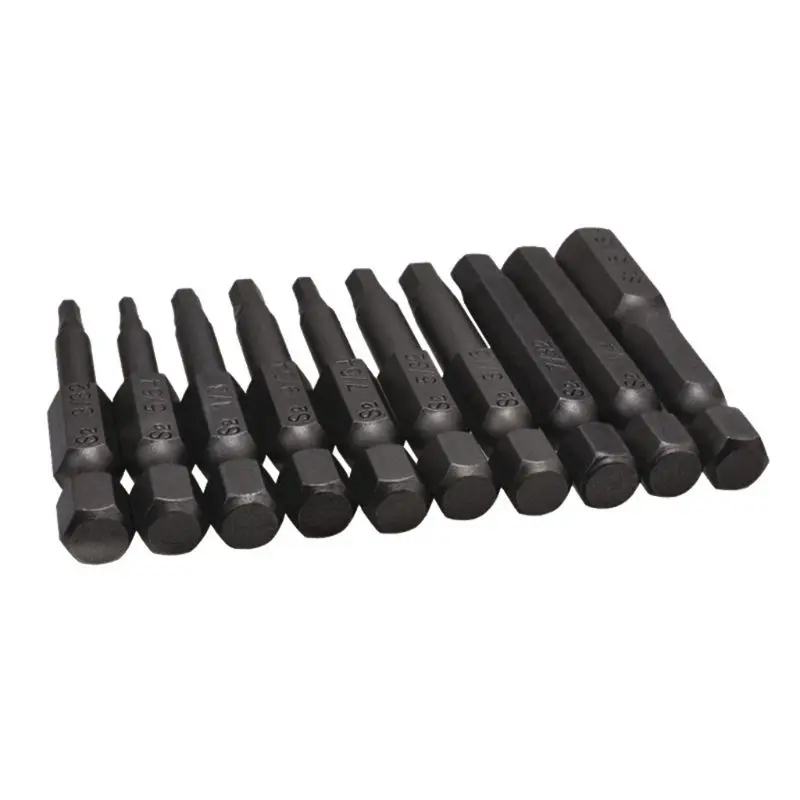 10PCS Black Magnetic Hexagon Screwdriver Bits S2 Steel 1/4 Inch Hex Shank Screw Drivers Set 50MM