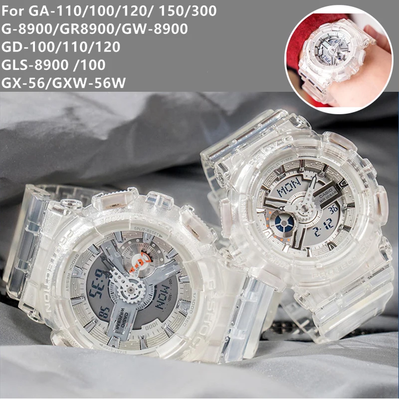Силиконовый резиновый ремешок для часов пригодный замены Casio G Shock Черные