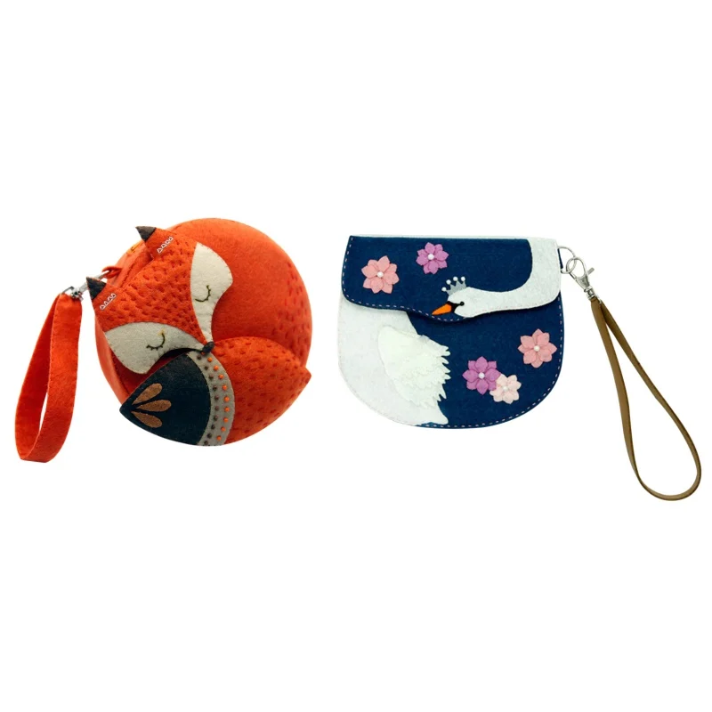 Cute Felt DIY Coin Purse Non-woven Material Package Swan Fox Type Portable Bag Handmade | Дом и сад