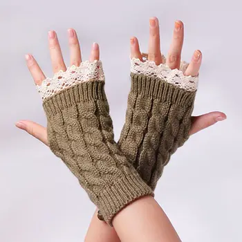 

Men Women Winter Gloves Lace Jacquard Comty Gloves Half Finger Imitation Cashmere Warm Mittens New 2020 New