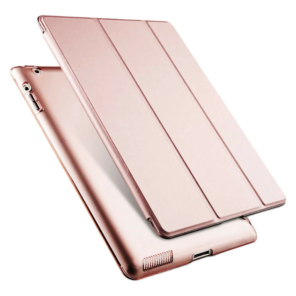 Rose Gold Авто спящий смарт-чехол для iPad Pro 12,9 дюйма, трехскладной Роскошный чехол из искусственной кожи с откидной крышкой и подставкой для iPad Pro 12,9 дюйма - Цвет: Rose Gold