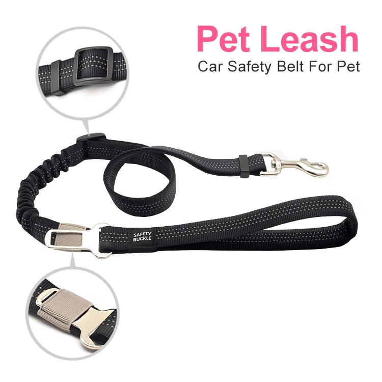 

Nylon Pet Leashes Dogs Car Seat Belt Reflective Elastic Big Dog Safety Leash Lever Harness Lead Clip Traction Pets Supplies