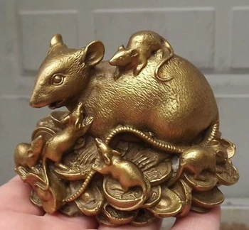 

Chinese copper brass Statue Figurine Rat fengshui Mouse Statue-home decoration metal handicraft