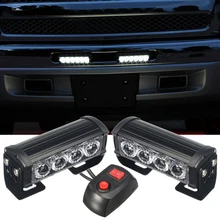 12V Car LED Strobe Flashing Lights 7 Light Modes Waterproof Grille Light Warning Lights Emergency Lamp