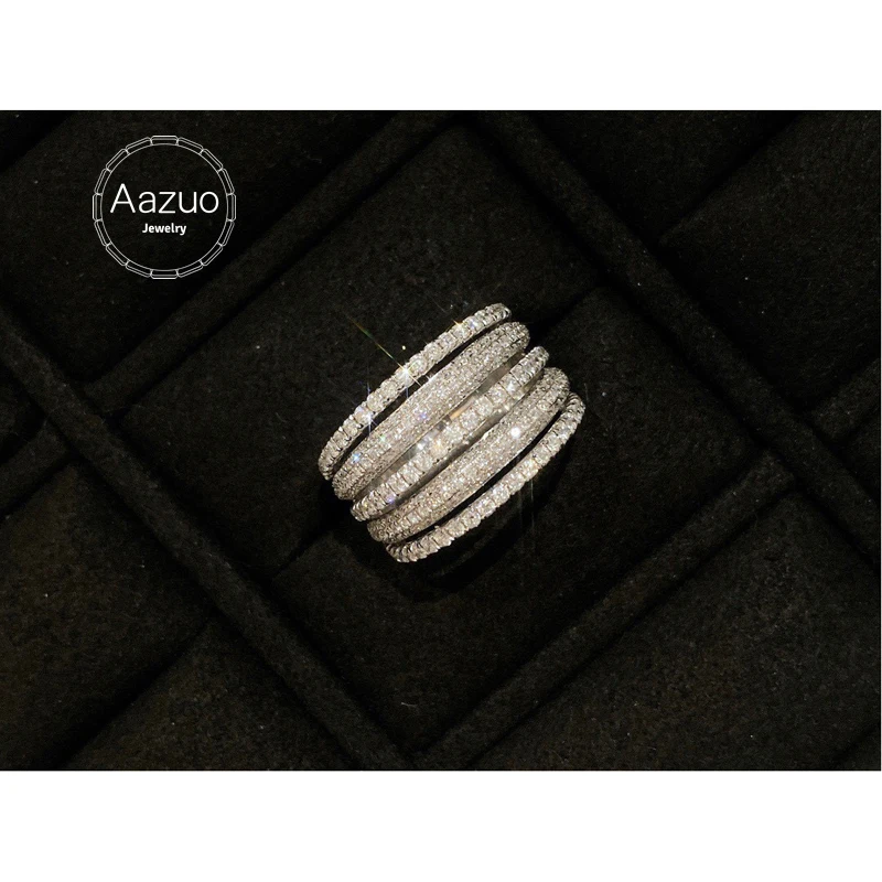 

Aazuo 18K Solid White Gold Real Natrual Diamond 1.80ct I SI Luxury Lines Ring Gift For Woman High Class Banquet Engagement Party