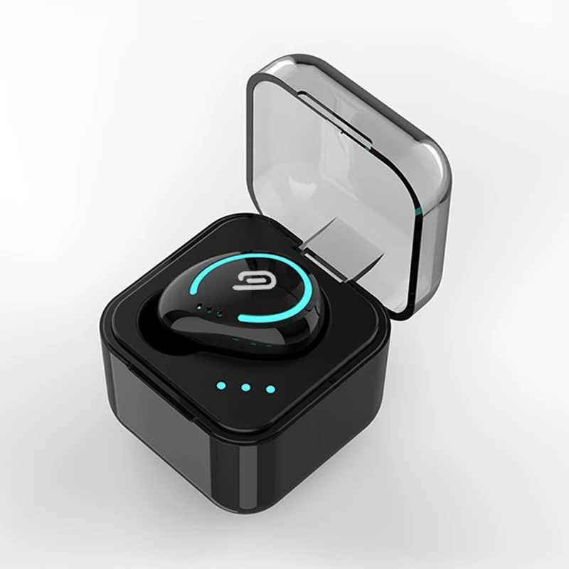 Single Ear Wireless Mini Bluetooth Headset with Invisible Earbud Sports with Charging Bin 5 0 Earbuds Press Waterproof Headset