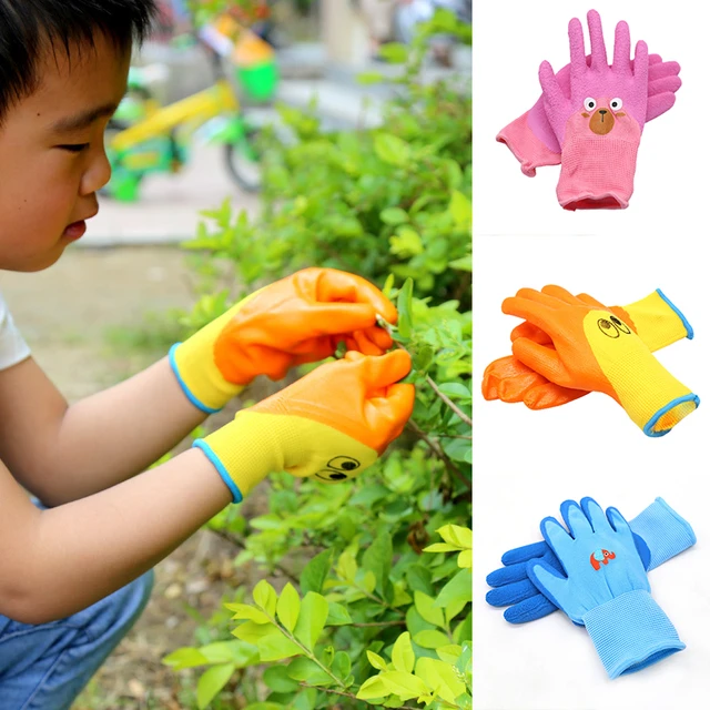 Guantes de jardinería para niños, manoplas protectoras