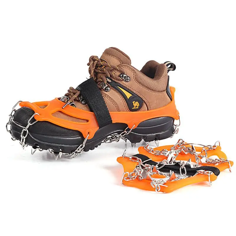 Gather together Anti-Slip Skiing Shoes Cover Climbing Spikes Grips 5 Teeth Crampon Shoes Cleats for Skating Snowy Road