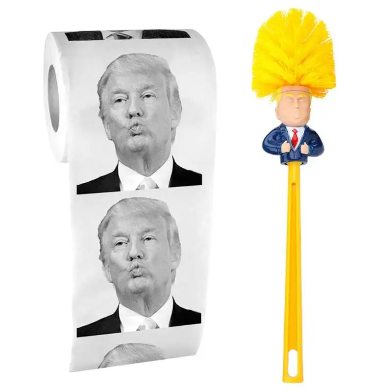 Держатель туалетной щетки для унитаза, оригинальная щетка для унитаза Trump, отличный унитаз, дропшиппинг, борстел, Дональд Трамп, случайный стиль - Цвет: set B