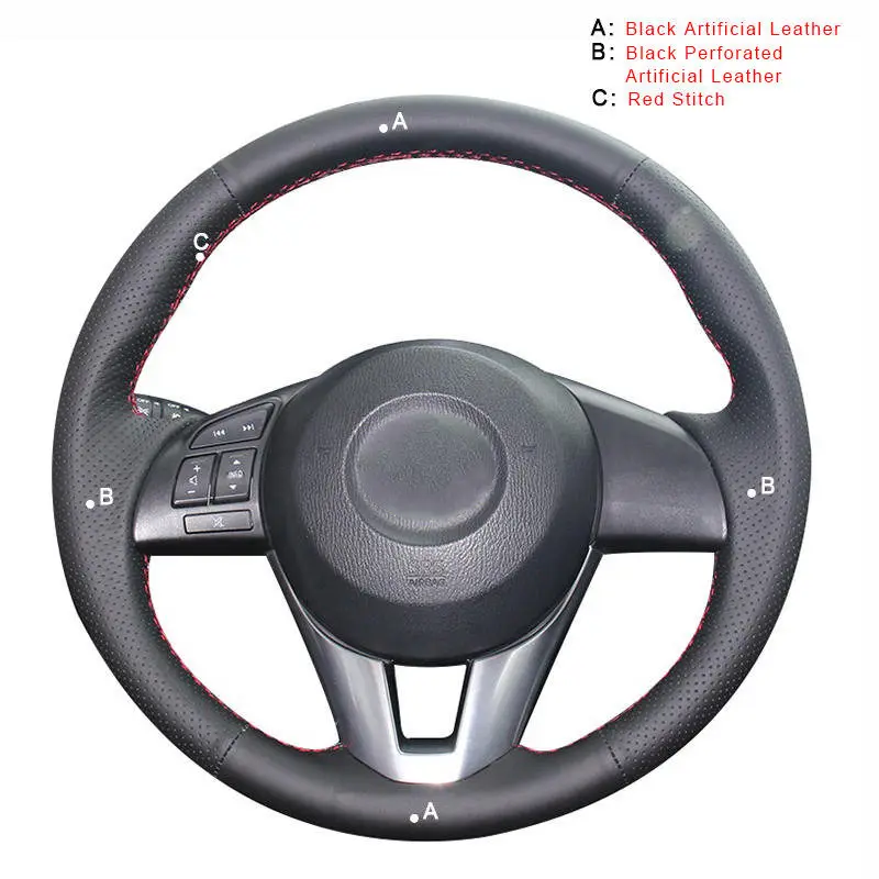 Artificial Leather Автомобильный чехол на руль для Mazda 3 Axela 2013- Mazda 6 Atenza- Mazda 2- автомобильный чехол на руль - Название цвета: Artificial Leather